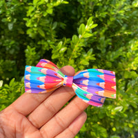 Vibrant pencil crayon print bows!