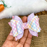Adorable multicoloured gingham plaid bows, perfect for Easter!