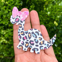 Fun and funky Leopard print bows and Dinos!