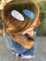 Beautiful mermaid scale or sparkly glitter snap clips!