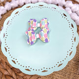 Sweet and colourful easter egg 2" stacked pigtail bows!