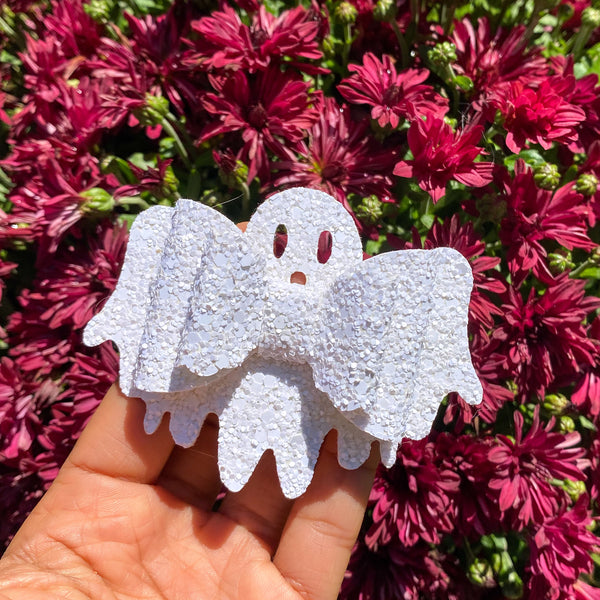 Boo-tifully sparkly white glitter ghost bows!