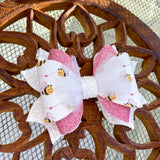 Sweet heart and bee print bows!