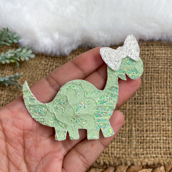 Adorable green glitter lace Dinosaur snap clips!