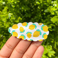 Sweet and summery fruit faux leather scalloped snap clips!