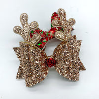 Super sparkly rose gold glitter Rudolph bows, perfect for Christmas!