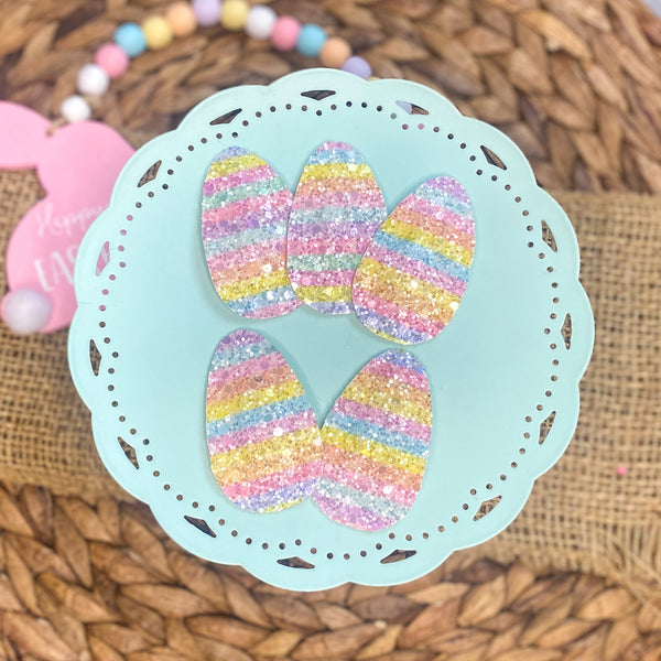 Adorable striped glitter Easter egg snap clips!