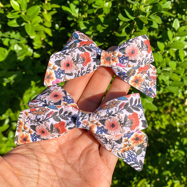 Gorgeous faux floral embroidery bows in perfect colours for fall