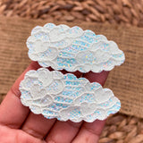 Glitter lace scalloped snap clips