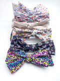 Beautiful patterned headbands with matching hand-tied bows!