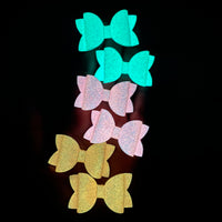 Spooktacular GLOW in the dark glitter or smooth faux leather pigtail bows!