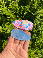 Fun bright leopard print or glitter scalloped snap clips!