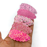 Super sparkly pretty in pink scalloped snap clips!