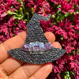 Adorable sparkly witches or wizards hat clips, perfect for Halloween!