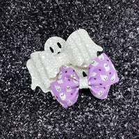 Frightfully adorable purple and white ghost bows!