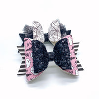 Boo-tiful pink and white ghosts and black bat bows!