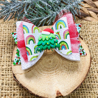 Fun and festive Christmas bows with Christmas tree embellishments!