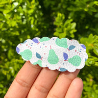 Sweet and summery fruit faux leather scalloped snap clips!