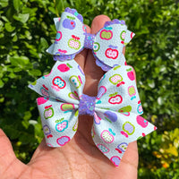 Colourful apple print bows!