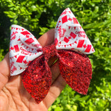 Canada Day bows! Adorable red and white glitter maple leaf bows!