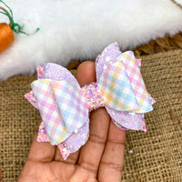 Adorable multicoloured gingham plaid bows, perfect for Easter!
