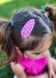 Fun colourful prints or glitter scalloped snap clips!