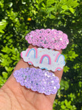 Adorable scalloped snap clips in cute prints and glitters!