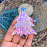 Gorgeous sparkly pink layered Christmas tree snap clips!