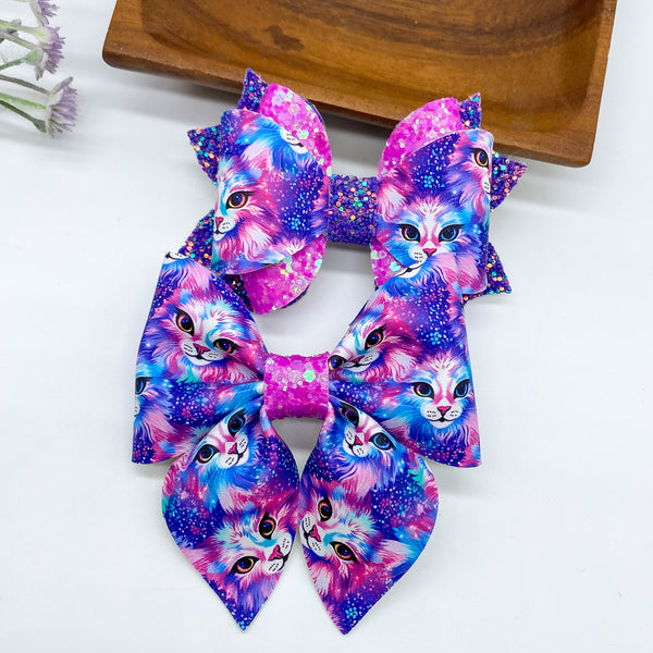 Bright and fun electric kitty bows!