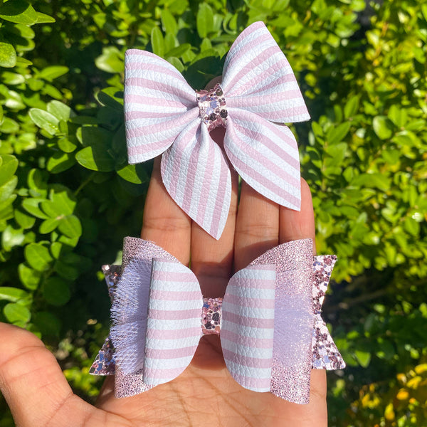 Gorgeous neutral stripes and sparkly glitter bows!