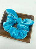 Super soft velvet bunny ear scrunchies in pretty pastel shades!