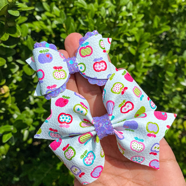 Colourful apple print bows!