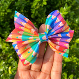 Vibrant pencil crayon print bows!