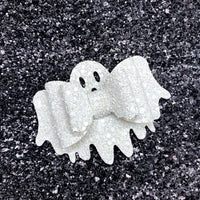 Boo-tifully sparkly white glitter ghost bows!