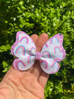 Adorable double layer rainbow print butterfly bows!