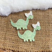 Adorable green glitter lace Dinosaur snap clips!