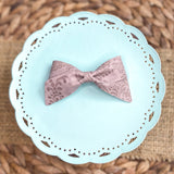 Embossed lace Lucy bows in beautiful neutral colours