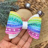 Bright and colourful rainbow Christmas print bows!