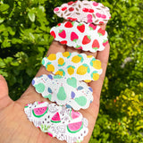 Sweet and summery fruit faux leather scalloped snap clips!