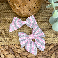 Gorgeous modern pink, white and black heart and polka dot patterned bows perfect for Valentine's Day!