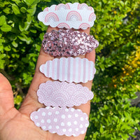 Beautiful neutral print or glitter snap clips!