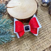 Sparkle plush Santa buckle Bella bows, perfect for Christmas!