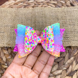 Beautiful rainbow Fancy Dolly Celebration bows!
