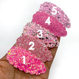 Super sparkly pretty in pink scalloped snap clips!