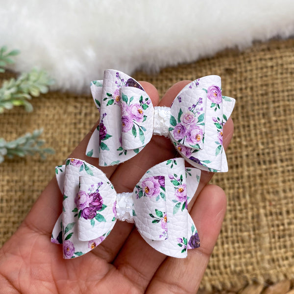 Gorgeous floral 2" stacked pigtail bows!