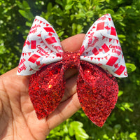 Canada Day bows! Adorable red and white glitter maple leaf bows!