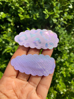 Beautiful shimmery and holographic purple print snap clips