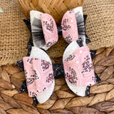 Pink and black leopard print heart bows!