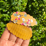 Gorgeous fall floral or solid faux leather scalloped snap clips!