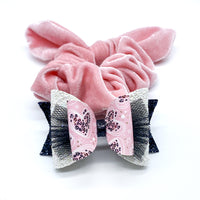 Pink and black leopard print heart bows!